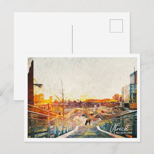 Carte Postale Utrecht Pays-Bas Belle peinture à l'huile paysage (Devant / Derrière)