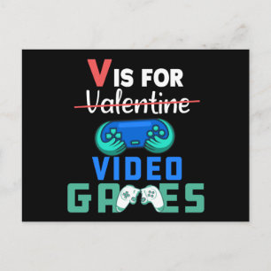 Carte Postale V Est Pour Jeux Vidéos Funny Valentines Gamer