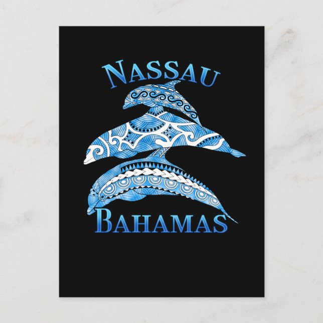 Carte Postale Vacances à Nassau Bahamas Dauphins Tribaux (Devant)