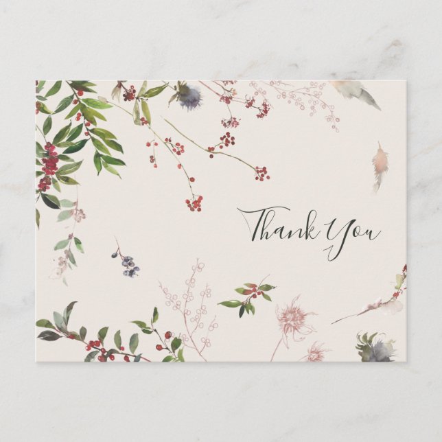 Carte Postale Vacances Chic Champagne Botanique Mariage Merci (Devant)