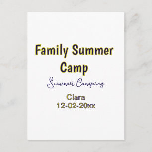 Carte Postale Vacances de camping en famille ajoutez nom dateÉté