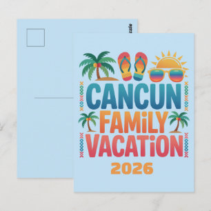 Carte Postale Vacances de famille à Cancun, voyage sur la plage