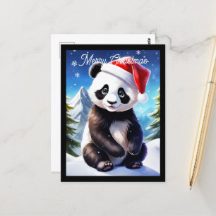 Carte Postale Vacances de Noël Cute Père Noël Panda