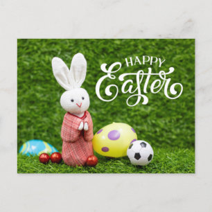 Carte Postale Vacances de Pâques avec balle de football OEufs de