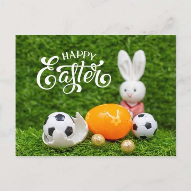 Carte Postale Vacances de Pâques avec balle de football OEufs de (Devant)