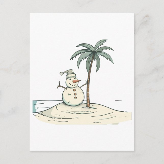 Carte Postale Vacances d'été Snowman Tropical Beach vibe Island (Devant)
