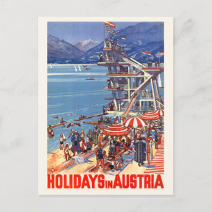 Carte Postale Vacances en Autriche Poster vintage 1933