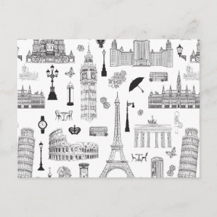 Carte Postale Vacances En Europe Motif
