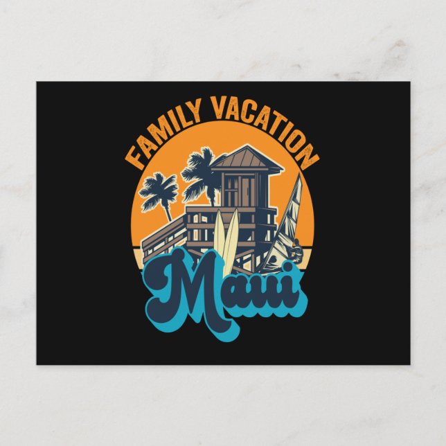 Carte Postale Vacances en famille Maui Été Vintage Rétro (Devant)