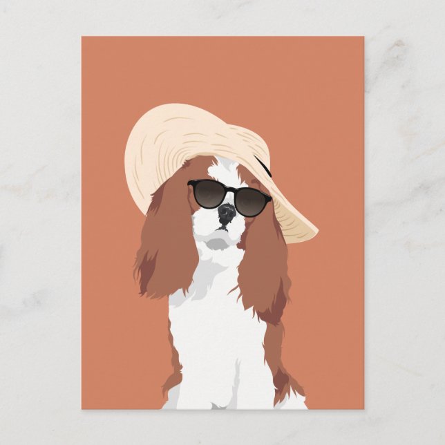 Carte Postale Vacances Plage Cute Cavalier King Charles Spaniel (Devant)