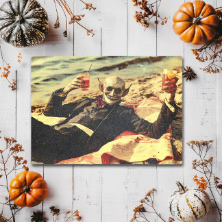 Carte Postale Vacances Rétro de Vampire à la Plage Postcard Horr