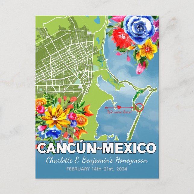 Carte Postale Vacances romantiques en lune de miel Cancun Mexiqu (Devant)