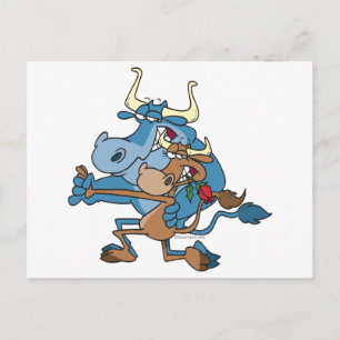 Carte Postale vache amusante tango de taureau dessin animé