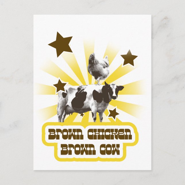 Carte Postale Vache Brown de poulet Brown 2 (Devant)