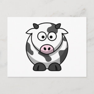 Carte Postale Vache de dessin animé à nez rose drôle ferme anima