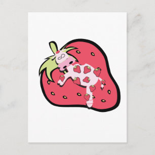 Carte Postale Vache de fraise rose