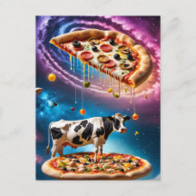 Vache de pizza drôle dans l'espace