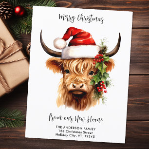 Carte Postale Vache des Highlands Fête Nouvelle Maison Joyeux No