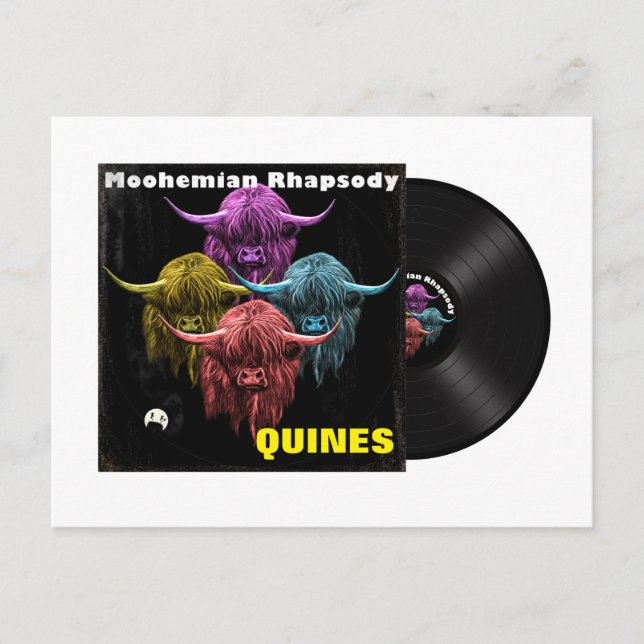 Carte Postale Vache écossaise Highland. Moohemian Rhapsody (Devant)