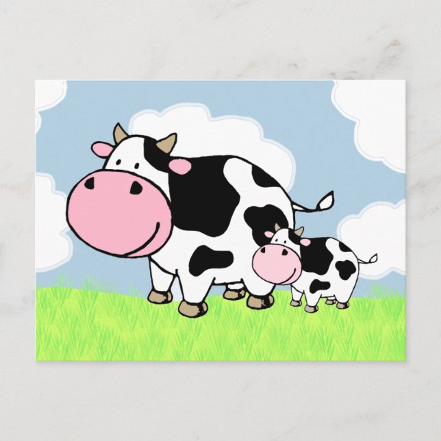Carte Postale Vache et bébé (Devant)