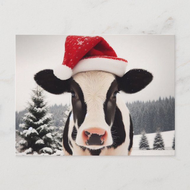 Carte Postale Vache laitière adorable dans un chapeau de Père No (Devant)
