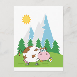 Carte Postale Vache Laitière De Montagne Avec Fleur À La Bouche