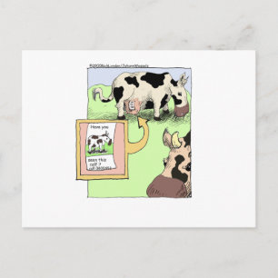Carte Postale Vache manquante Drôle Dons de dessin animé et Obje