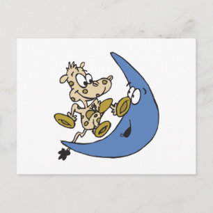 Carte Postale vache mignonne sautant par-dessus la lune