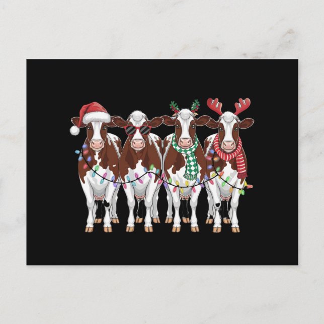 Carte Postale Vache Noël Vache Louvain Cadeau Vacances ferme (Devant)