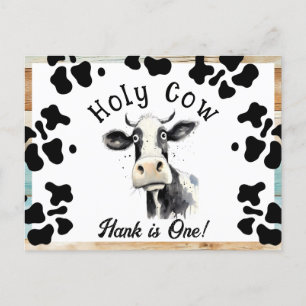 Carte Postale Vache sacrée 1er anniversaire Enregistrez la date