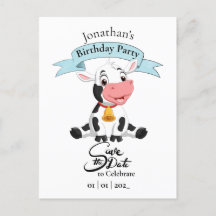 Vache Sauvegarder la date Joyeux anniversaire garç