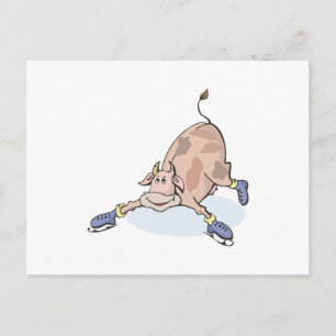 Carte Postale vache stupide sur patins à glace