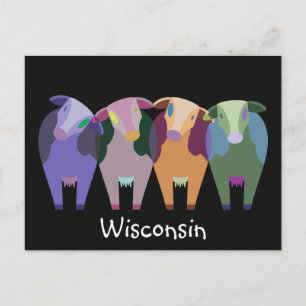 Carte Postale Vaches Abstraites de la ferme du Wisconsin