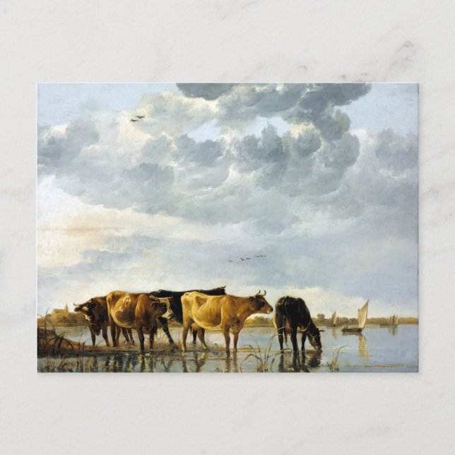 Carte Postale Vaches Aelbert Cuyp dans une rivière (Devant)