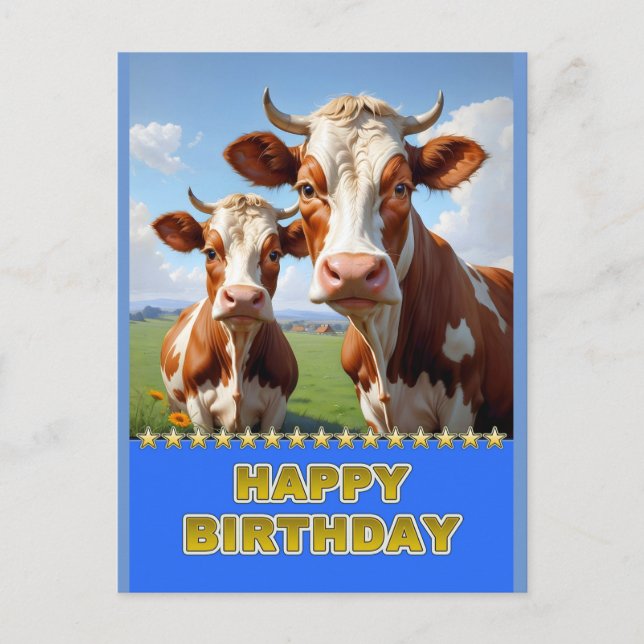 Carte Postale vaches d'anniversaire (Devant)
