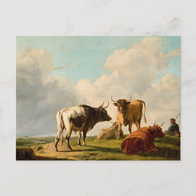 Carte Postale Vaches dans le pâturage | Eugène Joseph Verboeckho (Devant)
