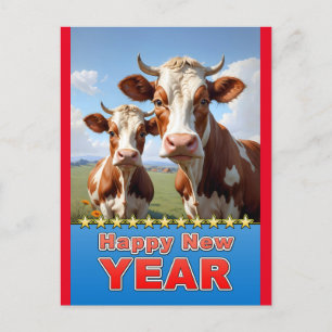 Carte Postale vaches de la nouvelle année
