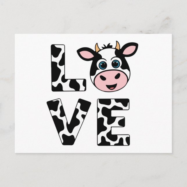 Carte Postale Vaches mignonnes J'aime (Devant)