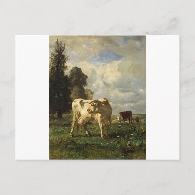 Carte Postale Vaches sur le terrain par Troyon constant (Devant)