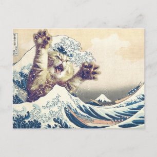 Carte Postale Vague de chats géants - La Grande Vague au large d