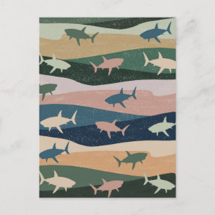 CARTE POSTALE VAGUE DE REQUIN VINTAGE