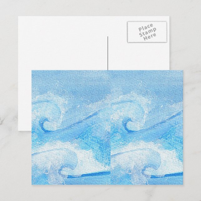 Carte Postale Vagues Bleues Bébé (Devant / Derrière)