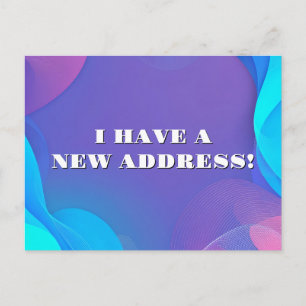 Carte Postale Vagues bleues et roses abstraites Nouvelle adresse