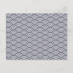 Carte Postale Vagues bleues japonaises Seigaiha Mer