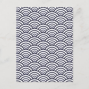 Carte Postale Vagues bleues japonaises Seigaiha Mer