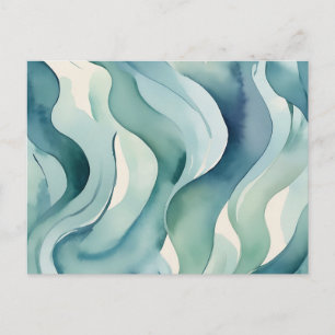 Carte Postale Vagues d'aquarelle douce Motif Abstrait