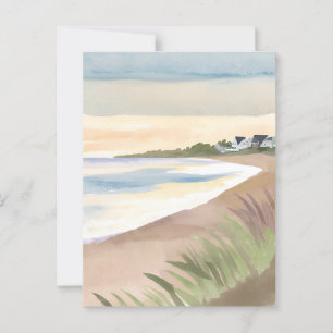 Carte Postale Vagues de plage   Aquarelle de l'océan côtier