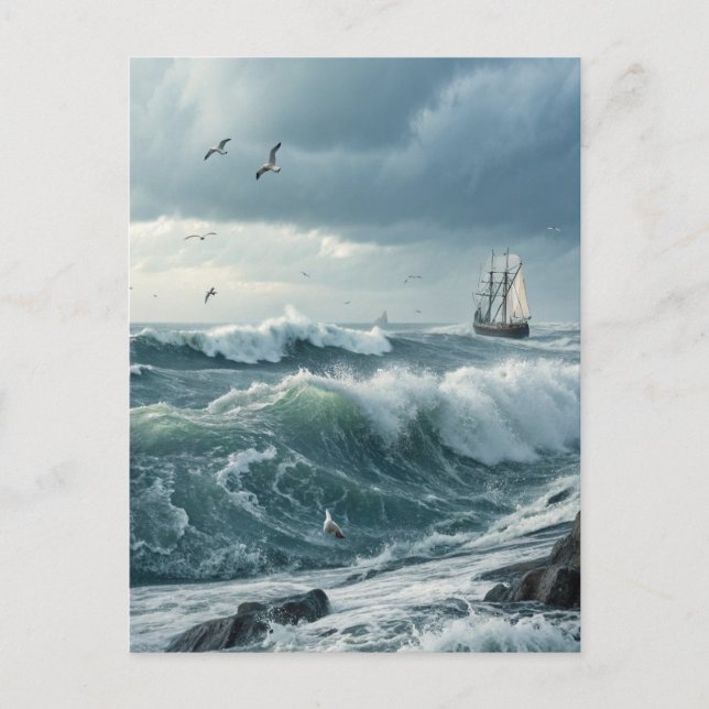 Carte Postale Vagues océaniques (Devant)