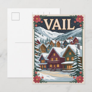 Carte Postale Vail Colorado vintage extérieur hiver neige ski
