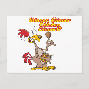 Carte Postale vainqueur dîner poulet ironie humour